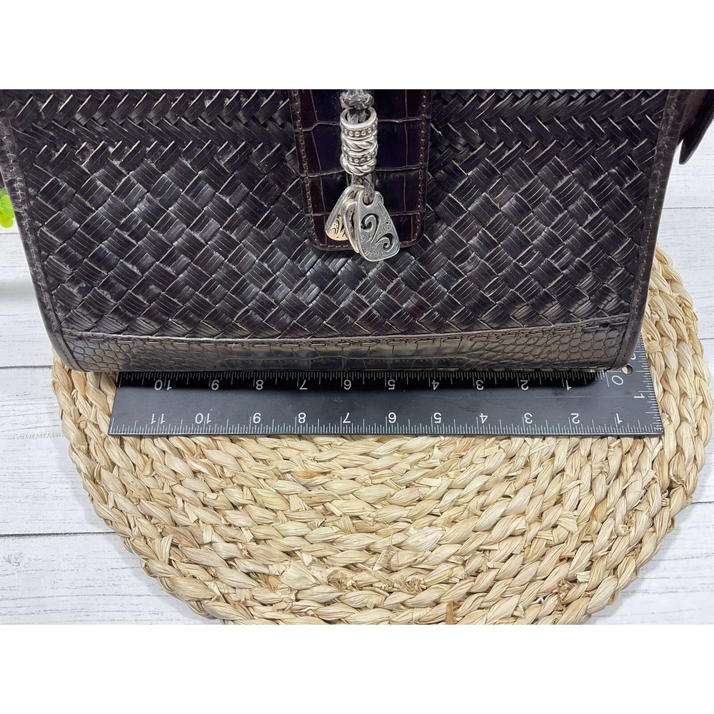 Brighton Leather Shoulder Bag Purse Woven Brown - Picture 8 of 12